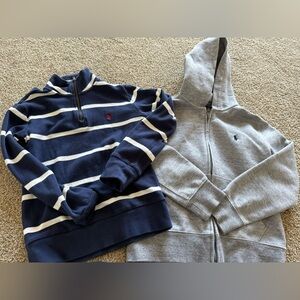 Polo Ralph Lauren Boys (S8) zip up hoodie & sweater and blue striped sweater